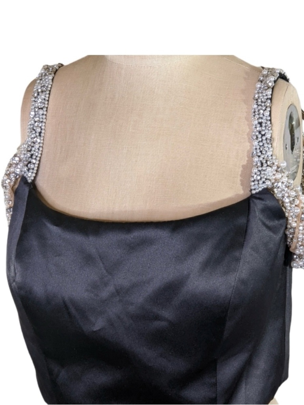 Sherri Hill Black Satin 2 Piece Prom Gown Size 14 NWT Mermaid Formal Dress